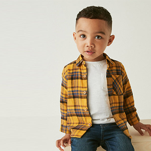 Yellow Long Sleeve Check Shirt (3mths-6yrs)