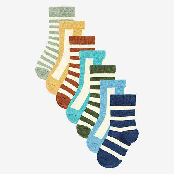 Stripes 7 Pack Cotton Rich Socks (Younger Boys)