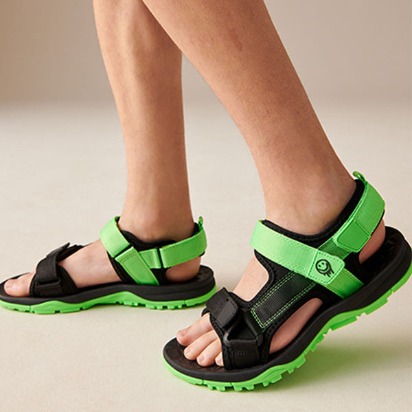 Lime Green Touch Fastening Strap Trekker Sandals