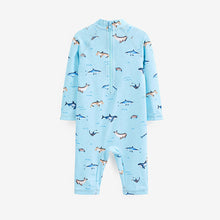 Load image into Gallery viewer, Blue Sea Animals Sunsafe 2pc Swimsuit &amp; Hat (3mths-5yrs)
