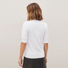 Load image into Gallery viewer, White Gem Detail Short Sleeve Knit Top
