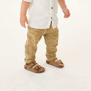 Tan Brown Linen Blend Pull-On Trousers (3mths-6yrs)