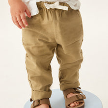 Load image into Gallery viewer, Tan Brown Linen Blend Pull-On Trousers (3mths-6yrs)
