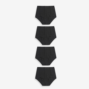 Black Full Brief Cotton Rich Knickers 4 Pack