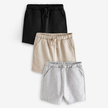 Load image into Gallery viewer, Grey/Stone Neutral/Black 100% Cotton Jersey Shorts 3 Pack (3mths-5-6yrs)
