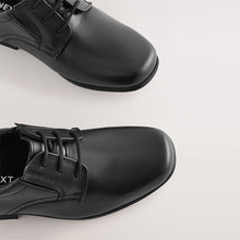 Load image into Gallery viewer, Black Standard Fit (F) School Leather Lace-Up Shoes
