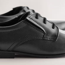 Load image into Gallery viewer, Black Standard Fit (F) School Leather Lace-Up Shoes
