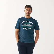 Load image into Gallery viewer, Navy Motorbike Script Print T-Shirt

