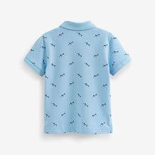 Load image into Gallery viewer, Blue Shark All Over Character Short Sleeves Polo (3mths-6yrs)
