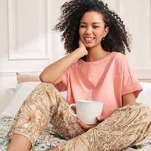 Morris & Co Pink Floral Cotton Short Sleeve Pyjamas