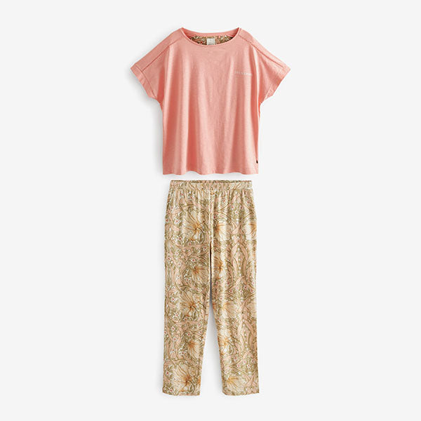Morris & Co Pink Floral Cotton Short Sleeve Pyjamas