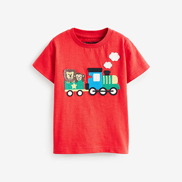 Red Train Short Sleeve Appliqué T-Shirt (3mths-6yrs)
