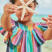 Load image into Gallery viewer, Rainbow Stripe Cotton Ruffle Dress (3mths-6yrs)
