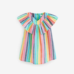 Rainbow Stripe Cotton Ruffle Dress (3mths-6yrs)