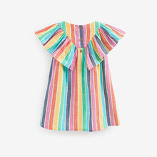 Load image into Gallery viewer, Rainbow Stripe Cotton Ruffle Dress (3mths-6yrs)
