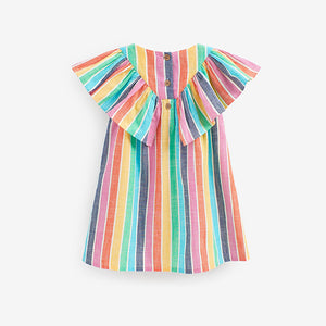 Rainbow Stripe Cotton Ruffle Dress (3mths-6yrs)