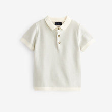 Load image into Gallery viewer, Ecru Cream Knitted Textured Short Sleeve Polo Shirt (3mths-6yrs)
