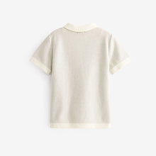 Load image into Gallery viewer, Ecru Cream Knitted Textured Short Sleeve Polo Shirt (3mths-6yrs)
