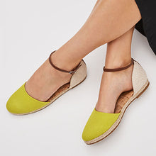 Load image into Gallery viewer, Lime Green Closed Toe Ankle Strap Espadrille Shoes
