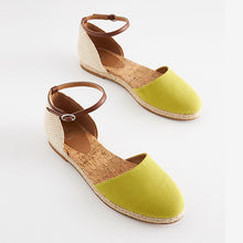 Load image into Gallery viewer, Lime Green Closed Toe Ankle Strap Espadrille Shoes
