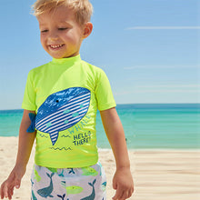 Load image into Gallery viewer, Yellow Whale 2 Piece Rash Vest and Short Set (3mths-5yrs)
