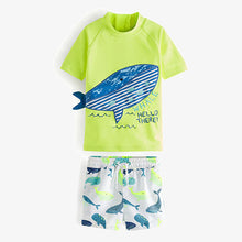 Load image into Gallery viewer, Yellow Whale 2 Piece Rash Vest and Short Set (3mths-5yrs)
