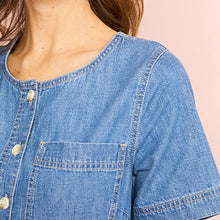 Load image into Gallery viewer, Mid Blue Button Through Denim Midi Dress
