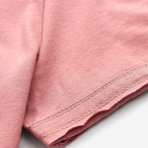 Blush Pink Sparkle Stitch Raw Edge Crew Neck Short Sleeve T-Shirt