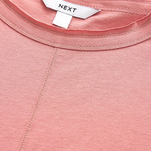 Load image into Gallery viewer, Blush Pink Sparkle Stitch Raw Edge Crew Neck Short Sleeve T-Shirt
