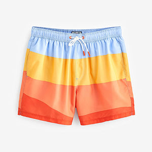 Blue/Orange Wave Colourblock Swim Shorts