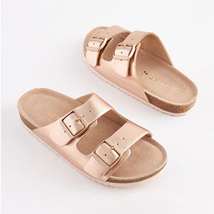 Rose Gold Leather Corkbed Sandals (Older Girls)