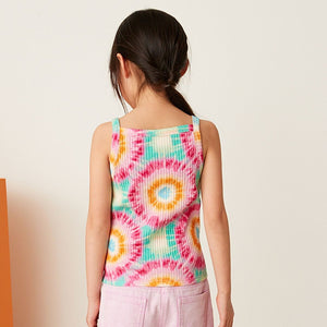 Pink Tie Dye Strappy Rib Vest (3-12yrs)