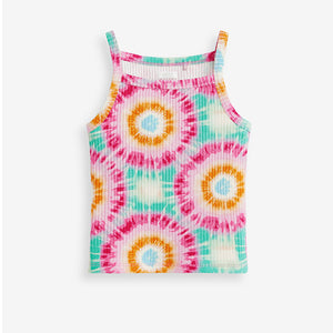 Pink Tie Dye Strappy Rib Vest (3-12yrs)