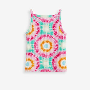 Pink Tie Dye Strappy Rib Vest (3-12yrs)