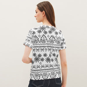 Monochrome Print Relaxed Fit Short Sleeve T-Shirt