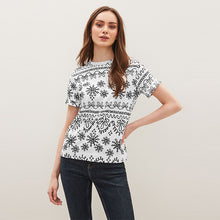 Load image into Gallery viewer, Monochrome Print Relaxed Fit Short Sleeve T-Shirt
