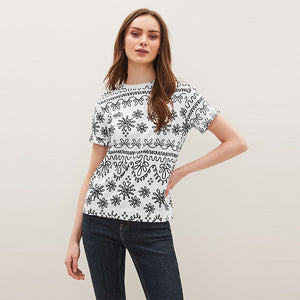 Monochrome Print Relaxed Fit Short Sleeve T-Shirt