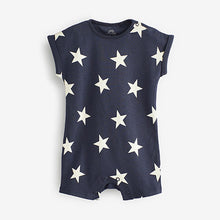 Load image into Gallery viewer, Navy Blue Star Print Baby Rompers 4 Pack (0mth-2yrs)
