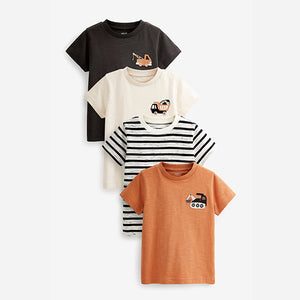 Monochrome Short Sleeve T-Shirt Set 4 Pack (3mths-6yrs)