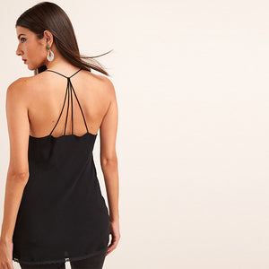 Black Lace Trim Cami Top