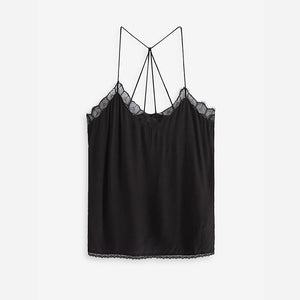 Black Lace Trim Cami Top