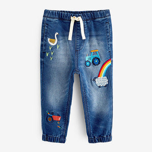 Mid Blue Denim Farm Character Pull-On Jeans (3mths-6yrs)