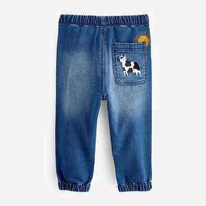 Mid Blue Denim Farm Character Pull-On Jeans (3mths-6yrs)