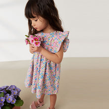 Load image into Gallery viewer, Pink/Blue Ditsy Frill Detail Dress (3mths-6yrs)
