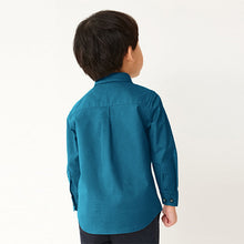 Load image into Gallery viewer, Teal Blue Long Sleeve Trimmed Oxford Shirt (3mths-6yrs)
