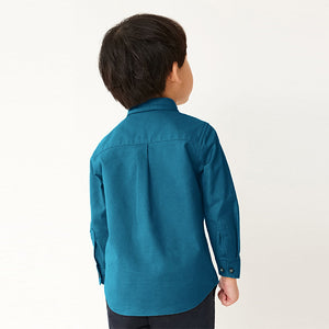 Teal Blue Long Sleeve Trimmed Oxford Shirt (3mths-6yrs)