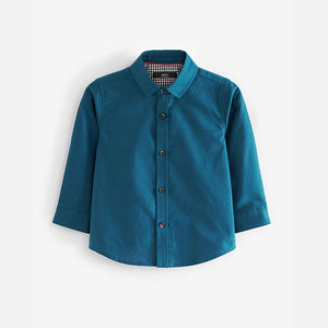 Teal Blue Long Sleeve Trimmed Oxford Shirt (3mths-6yrs)