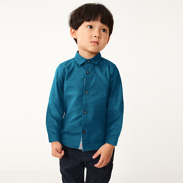 Teal Blue Long Sleeve Trimmed Oxford Shirt (3mths-6yrs)