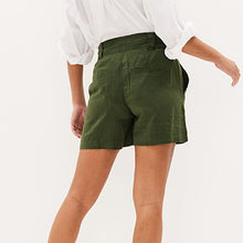 Load image into Gallery viewer, Khaki Green Linen Blend Boy Shorts
