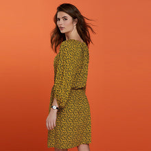 Load image into Gallery viewer, Ochre Yellow Long Sleeve Slinky Mini Dress
